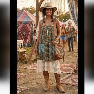 NATURAL LIFE Green and Pink Floral Mini Dress